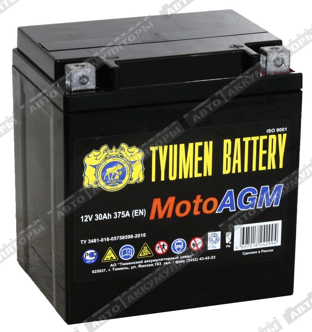 Мотоаккумулятор Тюмень AGM 6МТС-30 AGM (YTX30L-BS)